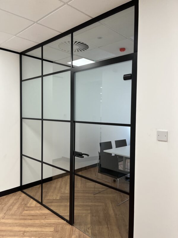 Meeting room space with glass partitions